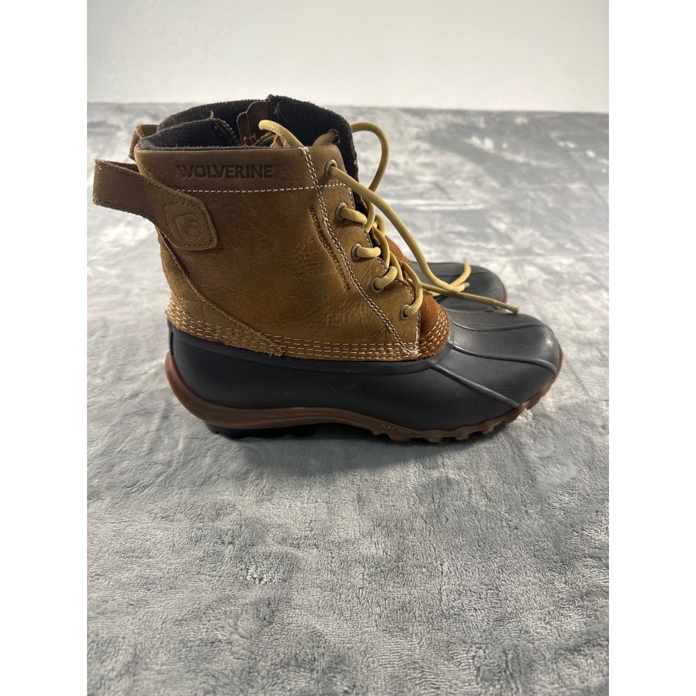 Wolverine Women Torrent Waterproof Duck Boots Brown Black Leather Zip 9.5